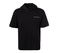 Hooded Cotton T-Shirt with Logo Patch - male - Emporio Armani - T-Shirts - Blue - L - Tops L