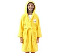 Hooded Dressing Gown For Girls, Teddy Fleece Super Soft Bathrobe Fluffy Dry Robe with Belt Winter Warm Themal Comfy Nightwear Gifts For Girls Teenagers Yellow 10 Years