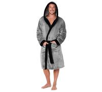 CityComfort Luxury Super Soft Men Dressing Gown Mens Bathrobe, (Black/Grey, XL)