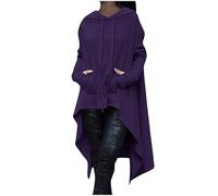 Hooded for Women UK Irregular Hem Hooded Sweatshirt Pullover with Pocket Autumn Winter Solid Plain Warm Sweatshirt Casual Streetwear Halloween Costumes Gothic Punk Hoodie Clothes