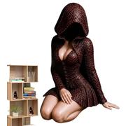 Hooded Gothic Lady Wine Holder Statue, Dark Aesthetic Bookshelf Table Decor