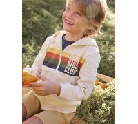 Hooded Jacket with Zip, Striped Motif, for Boys beige light solid with design