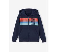 Hooded Jacket with Zip, Striped Motif, for Boys night blue
