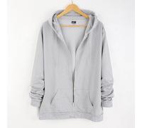 Hooded Jackets for Men UK, Drop Shoulder Hoodie Men Casual Coats Daily Solid Color Rib Sleeve Coat with Pocket Long Sleeve Hooded Coat Zip Up Sweatshirt Jacket Mens Full Zip Sweatshirt Grey