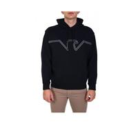 Hooded Jersey Sweatshirt with Embossed Domed Logo - male - Emporio Armani - Hoodies - Blue - L - Sweatshirts & Hoodies L