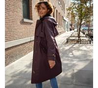Hooded Long Waxed Coat lands end Aubergine 10-12