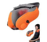 Hooded Massage Neck Pillow for Travel with 360° Support | Dual Shiatsu Massage Heads, Adjustable Two-Speed & Inflatable Design, U-Shaped Memory Foam for Airplane, Car, Office