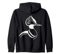 Hooded Merganser Line Art Birdwatcher Zip Hoodie