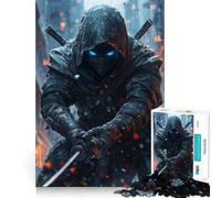 Hooded Ninja with Glowing Eyes Jigsaw Puzzle 1000 Piece for Teenagers Memory Build Vivid Color Playful Challenge Great Gift (38x26cm)