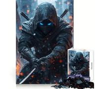 Hooded Ninja with Glowing Eyes Jigsaw Puzzle 1000 Piece for Teenagers Memory Build Vivid Color Playful Challenge Great Gift (38x26cm)