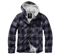 Brandit Lumber Hooded Jacket Military Streetwear Mens Flannel Coat Black/Grey