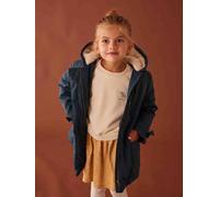 Hooded Parka in Chic Peachskin Effect Fabric for Girls navy blue