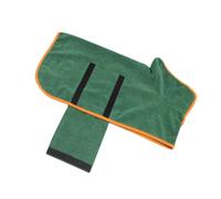 Hooded Pet Bathrobe Water-sucking Warm Polyester Green for Dog Cat | Pullover Wrap Style, Absorbent after Washing, Sized for Everyday Grooming Use