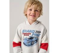 Hooded printed sweatshirt marl grey