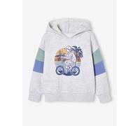 Hooded printed sweatshirt marl white