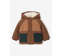 Hooded puffer jacket for baby boys cocoa