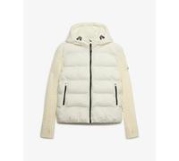 Hooded puffer jacket with knitted sleeves for women Superdry Blanc M