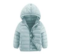 Hooded Puffer Jackets for Boys Girls Full Zip Lightweight Packable Down Coat Windproof Warm Winter Outfits for Toddler Girls Comfy Thick Clothes Outerwear (Green, 3-4 Years)