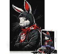 Hooded Rabbit Character Art Puzzle for Teenagers 1000 Pieces Strong Memory Accurate Edge Joyful Challenge Wall Art (50x75cm)