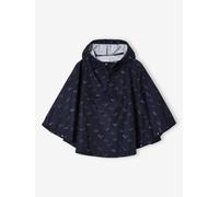 Hooded Rain Poncho with Dinosaur Print for Boys indigo
