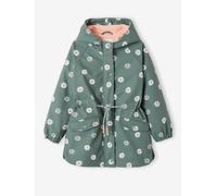 Hooded Raincoat with Magical Motifs for Girls green medium all over printed