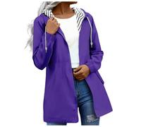 Hooded Raincoat Women Jackets Drawstring Zipper Rain Coats Hiking Cycling Windbreaker Lightweight Plus Size Waterproof Jackets Windproof Waterproof Jackets Ladies Sunscreen Jackets with Pockets