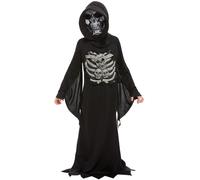 Skeleton Reaper Boys Fancy Dress Halloween Horror Ghoul Kids Costume Outfit New