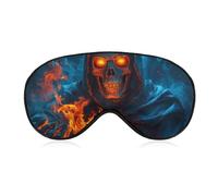 Hooded Skeleton Holding Fire Sleep Mask Eye Cover for Sleeping Men Women Light Blocking Travel Blindfold