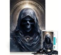 Hooded Skull with Halo Jigsaw Puzzles 1000 Pieces for Adults Stress Free Home Play Enjoyable Challenge Furniture Decor (38x26cm)
