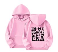 Hooded Sports Jacket with Pocket Boys Girls Athletic Hoodie Pullover in My Double Digits Birthday Bday Sweatshirt with Pocket Teen Girl Zipper Hoodies (9-10 Years) Pink