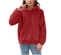 Hooded Sweater Pocket Kids Sweatshirt Pullover Tops Thick Casual Thermal Activewear School Jumpers Red Tops Girl's Clothing Sherpa Winter Warm Teddy Fleece Oversize Hoodie 8 Years