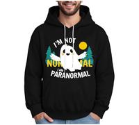 Hooded Sweatshirt for Men with Pockets Men's Fleece Lined Hooded Sweatshirt Long Sleeve Top Halloween Specter Grove Print Pocket Drawstring Soft (M) Black