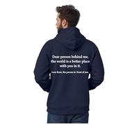 Hooded Sweatshirt for Men with Pockets Men's Winter Letter Print Pattern Hooded Sweatshirt Fabric Is Thickened Fleece Lined. To The Person Behind Me Hoodie Positive Mental Hoodie (Dark Blue, L)
