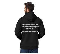 Hooded Sweatshirt for Men with Pockets Men's Winter Letter Print Pattern Hooded Sweatshirt Fabric Is Thickened Fleece Lined. To The Person Behind Me Hoodie Positive Mental Hoodie (XXL) Black