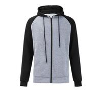 Hooded Sweatshirt for Men with Zip, Hoody Jacket Men with Hood Black Plain Basic Sweatshirt Colour Block Sweat Pullover Hooded Coat Casual Sweat Jacket Comfortable Transition Jacket, gray, XXL