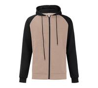 Hooded Sweatshirt for Men with Zip, Hoody Jacket Men with Hood Black Plain Basic Sweatshirt Colour Block Sweat Pullover Hooded Coat Casual Sweat Jacket Comfortable Transition Jacket, khaki, XL