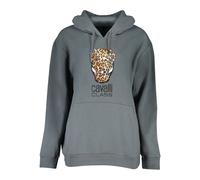 Cavalli Class Men's Men Leopard Head Hoodie Ca28856 in Grey | Size: XL Cavalli Class Grey XL