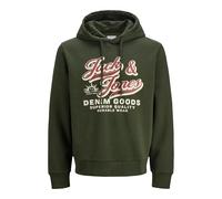 JACK & JONES Men's Hoodies Pullover Sweat Cool Logo Design Long Sleeve Sweatshirt for Men, Green Colour, UK Size - S