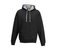 AWDis Men's Varsity Hoodie, Multicoloured (Jet Black/Heather Grey), XXX-Large