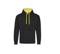 AWDis Men's Varsity Hoodie, Multicoloured (Jet Black/Sunshine Yellow), Small