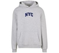 Hooded Sweatshirt Mister Tee NYC College Letters Fluffy Gris XL