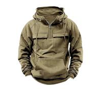 Hooded Sweatshirt Quarter Zip Cargo Pullover Hoodies Long Sleeve Casual Plain Hoody Solid Workout Gym Sports Outdoor Sportwear Fleece Jacket Warm Military Hooded Jacket Hiking Coat Bomber Waterproof