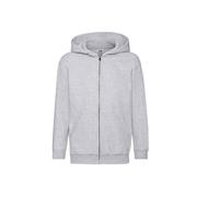 Hooded sweatshirt with zipper Fruit of the Loom Classic Gris 5/6 ans