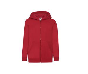 Hooded sweatshirt with zipper Fruit of the Loom Classic Rouge 7/8 ans