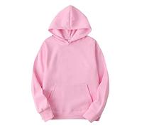 Hooded Sweatshirts For Men Uk, Solid Color Couple Sweatshirts With Pockets Long Sleeve Casual Hoodie Sweater Lightweight Comfort Workwear Top Vintage Soft Pullover Hood Loose Fit Outerwear Pink