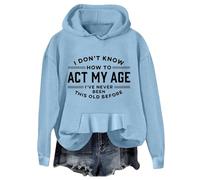 Hooded Sweatshirts for Women UK Xmas Jumpers for Women Striped Jumper Women's Gilets Ladies Denim Jackets Oversize Hoodie Cow Print Top Waist Coats Womens (Sky Blue, XXL)