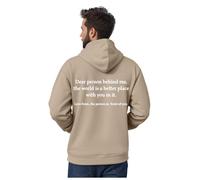 Hooded Sweatshirts Loose Fit Men's Winter Letter Print Pattern Hooded Sweatshirt Fabric Is Thickened Fleece Lined. To The Person Behind Me Hoodie Positive Mental Hoodie Sweatshirts (Khaki, XS)