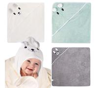 Hooded Towel - 3 Piece Baby Bath Towel Set,Baby Washcloth with Hood,Soft Towel with Hood for Newborns,80 x 80 cm, Soft, Super Absorbent, Cute Unisex Hooded Towel with Pattern, 0-5 Years