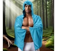 Hooded Towel, Shower Wrap, Quick Drying Cloak, Uv Protection Robe, Water Absorption Poncho, Lightweight Comfortable Cover Up for Workout Swimming Lesson Beach Trip Yoga Surfing, 55.12x23.62 Inches