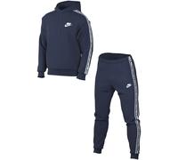 Nike Club Fleece Mens Graphic Hooded Tracksuit S Navy/White